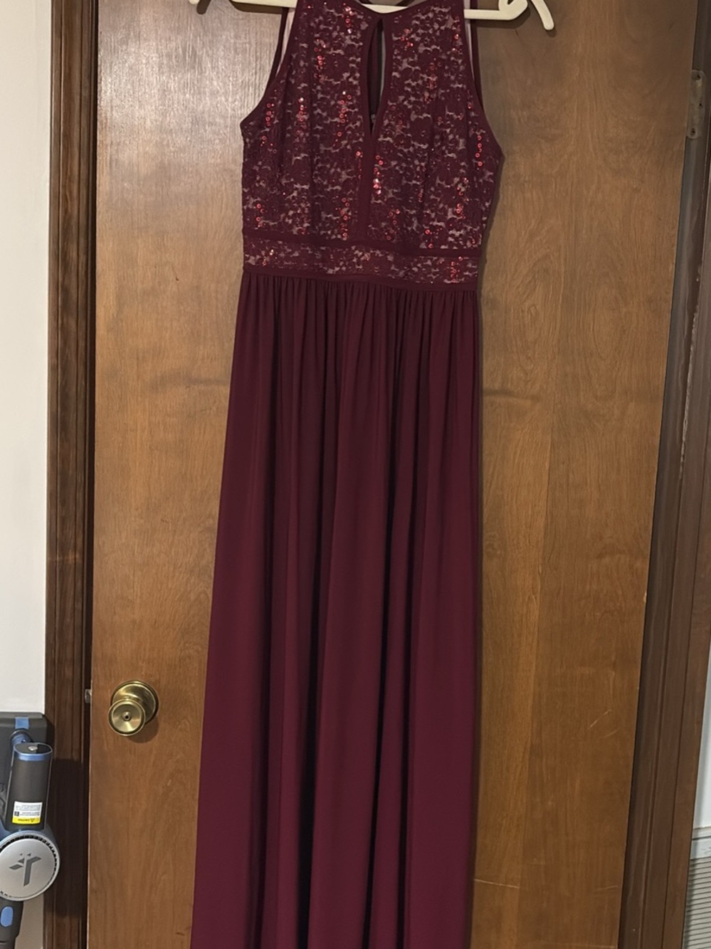 Morgan & Co. Wine Lace Sequin Dress
